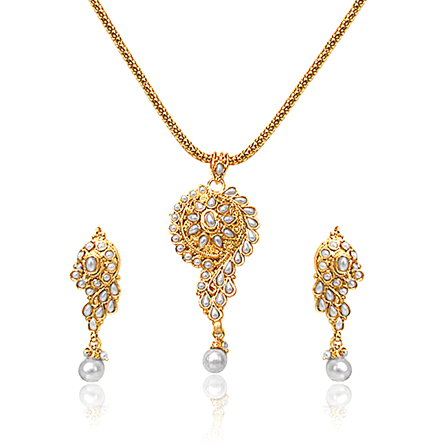 Shell Pearl & Gold Plated Set -AS2 -Fashion Jewellery Set