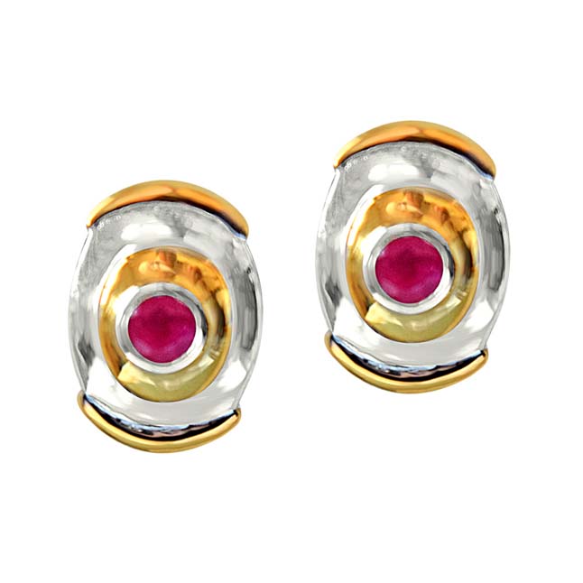 Shinning Star Red Real Ruby Gemstone Earrings in 925 Sterling Silver (SDE10)