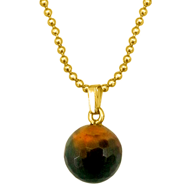 Simple Big Tiger Eye Ball Pendant with chain (SDS158)