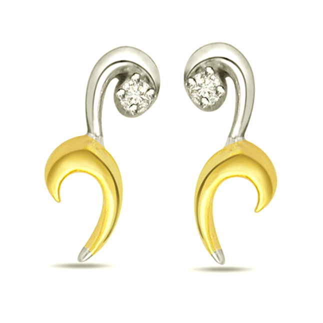 Two Tone Solitaire Earrings -Er 195