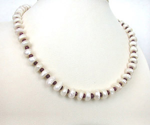 Pearl Fascination - Single Line Real Pearl & Ruby Necklace (SN173)