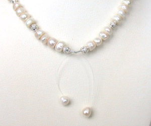 Luxury - Single Line Freshwater Pearl & Silver Plated Ball Necklace for Women (SN214)