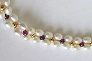 Incandesce - Real Pearl & Red Garnet Beads Necklace for Women (SN42)