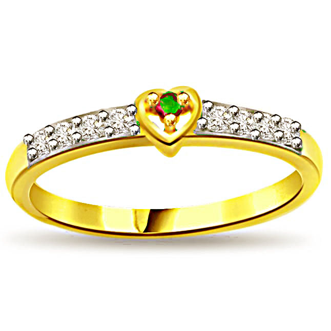 Sparkling Heartthrob Diamond & Emerald Heart rings SDR1107