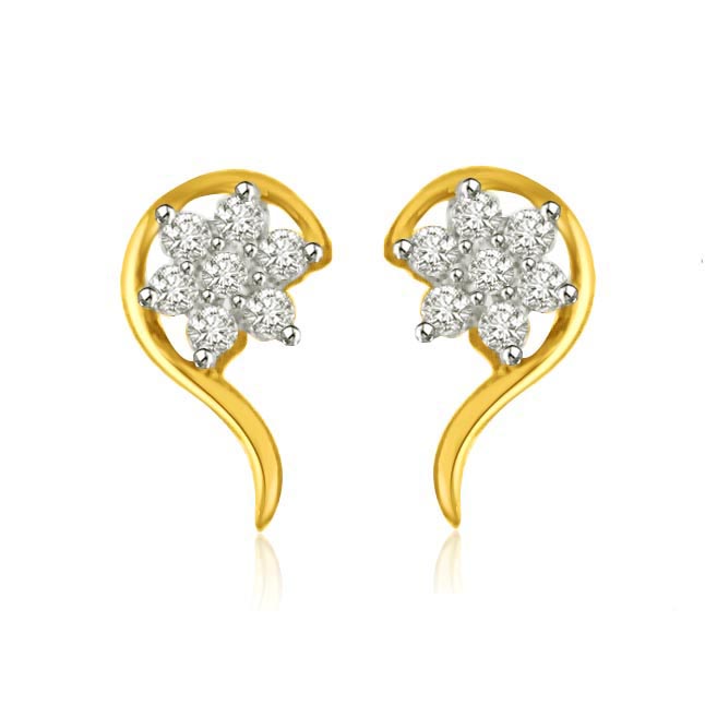 Star of My Life Gold & Diamond Earrings for Beloved -Flower Shape Earrings