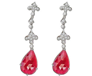 Stunning Red & White SparklesDiamond Charm Earrings (TCW:11.60 cts) -Designer Earrings