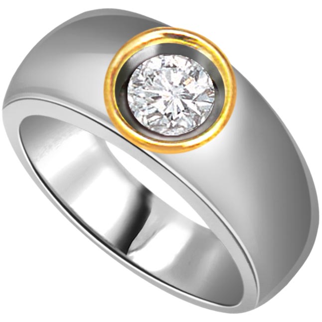 Stylish 0.20 ct Diamond Men's Solitaire rings -Two Tone Solitaire