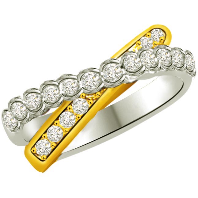 Trendy Diamond Gold rings SDR853 -2 Tone Half Eternity