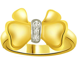 Twinkling Bow -0.03 cts 3 Diamond 18K rings -3 Diamond rings