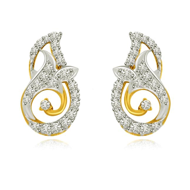 Unconditional Love Two Tone Gold & Diamond Earrings -Designer Earrings