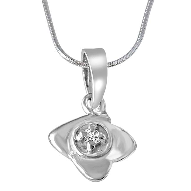 Unique Wonder Sterling Silver Real Diamond Pendant with 18 IN Chain (SDP188)