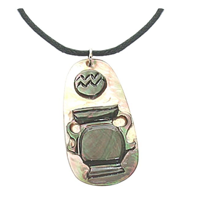 Aquarius- Mother of Pearl Leather Necklace (ZP-2)