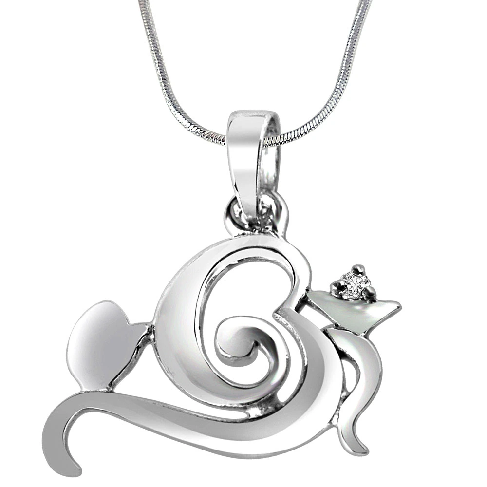 Ganesh Silver & Diamond Pendant