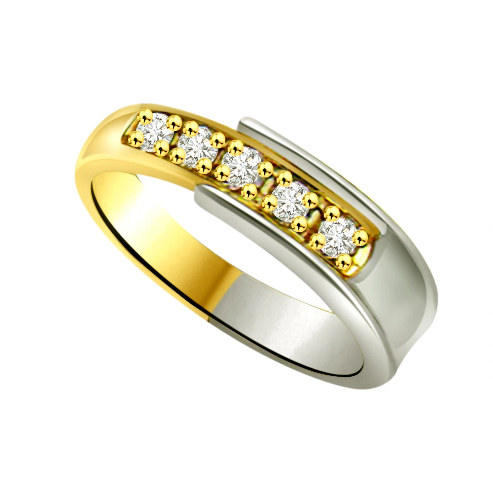 2 Tone Half Eternity Diamond Rings