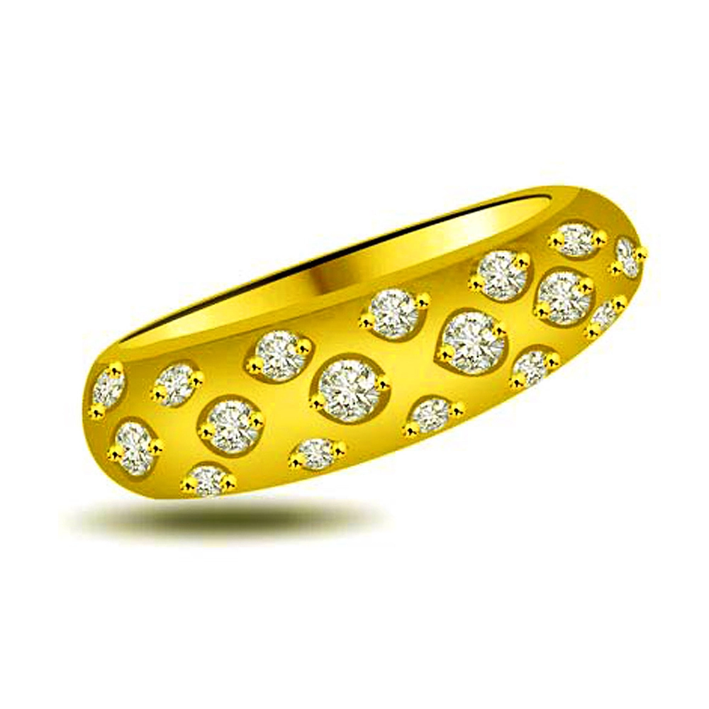 Wide Band Diamond Rings