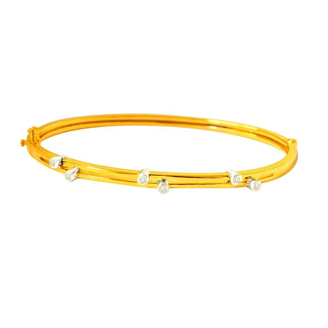 0.15 cts Real Diamond & Gold Plated 925 Sterling Silver Bracelet