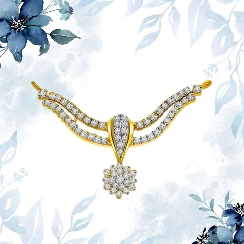 Sparlking Golden Waves 1.00 cts Flower Design Gold & Diamond Pendant (DN170)