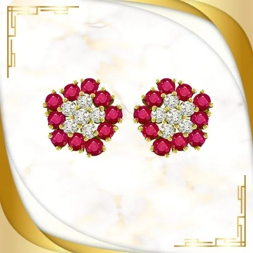 1.24 cts Diamond Ruby Earrings (ER374) 