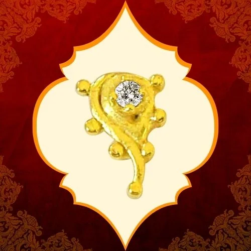 Drop Shaped Real Diamond 18kt Yellow Gold Nosepin (NP11)