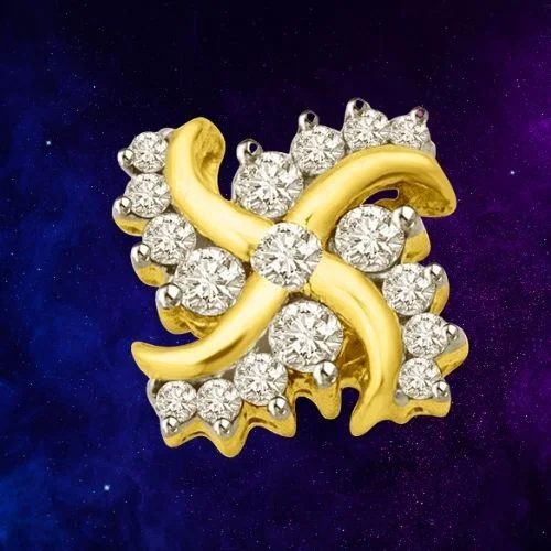 Diamond Swastika : A Pious Symbol For Puja 18kt Real Diamond Pendant (P1341)