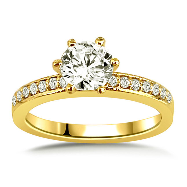 0.52 cts Diamond Solitaire Ring with Accents - SDR1680