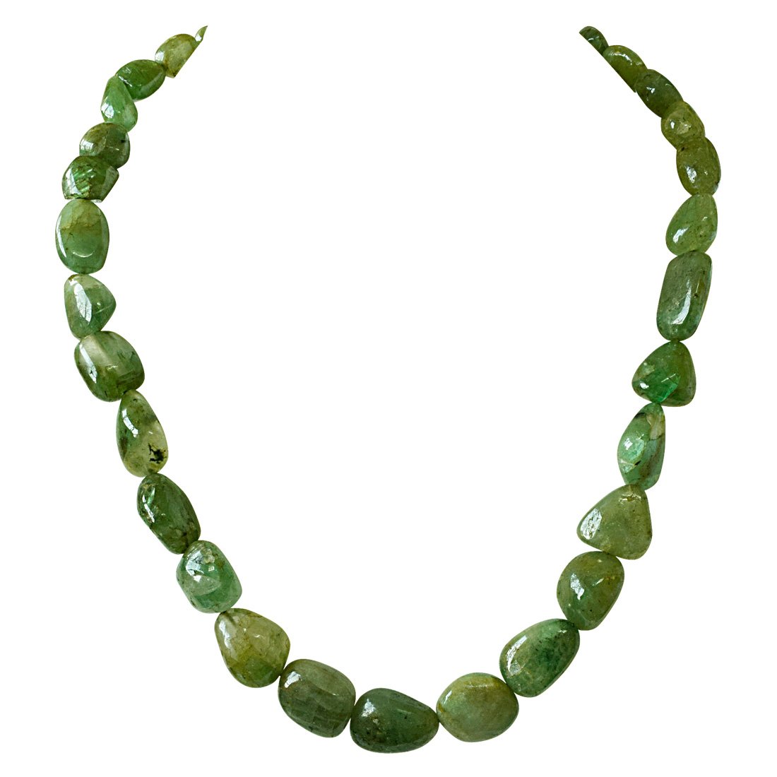 300cts Single Line Big Real Natural Oval Green Emerald Necklace for Women (SN841)