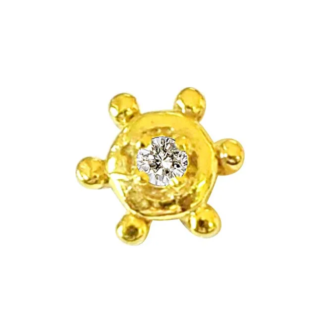 Round Shaped Real Diamond 18kt Yellow Gold Nosepin (NP14)