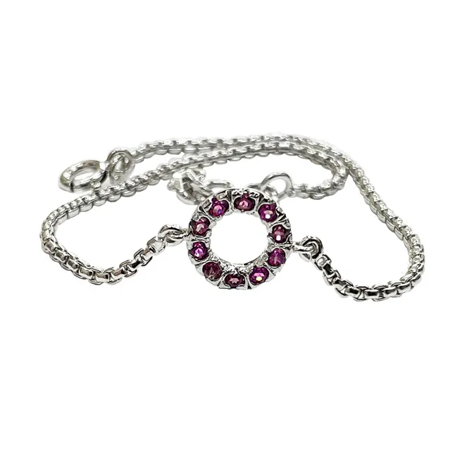Elegant Real Pink Round Rhodolite Halo in Sterling Silver for Contemporary Women (SLBR19)