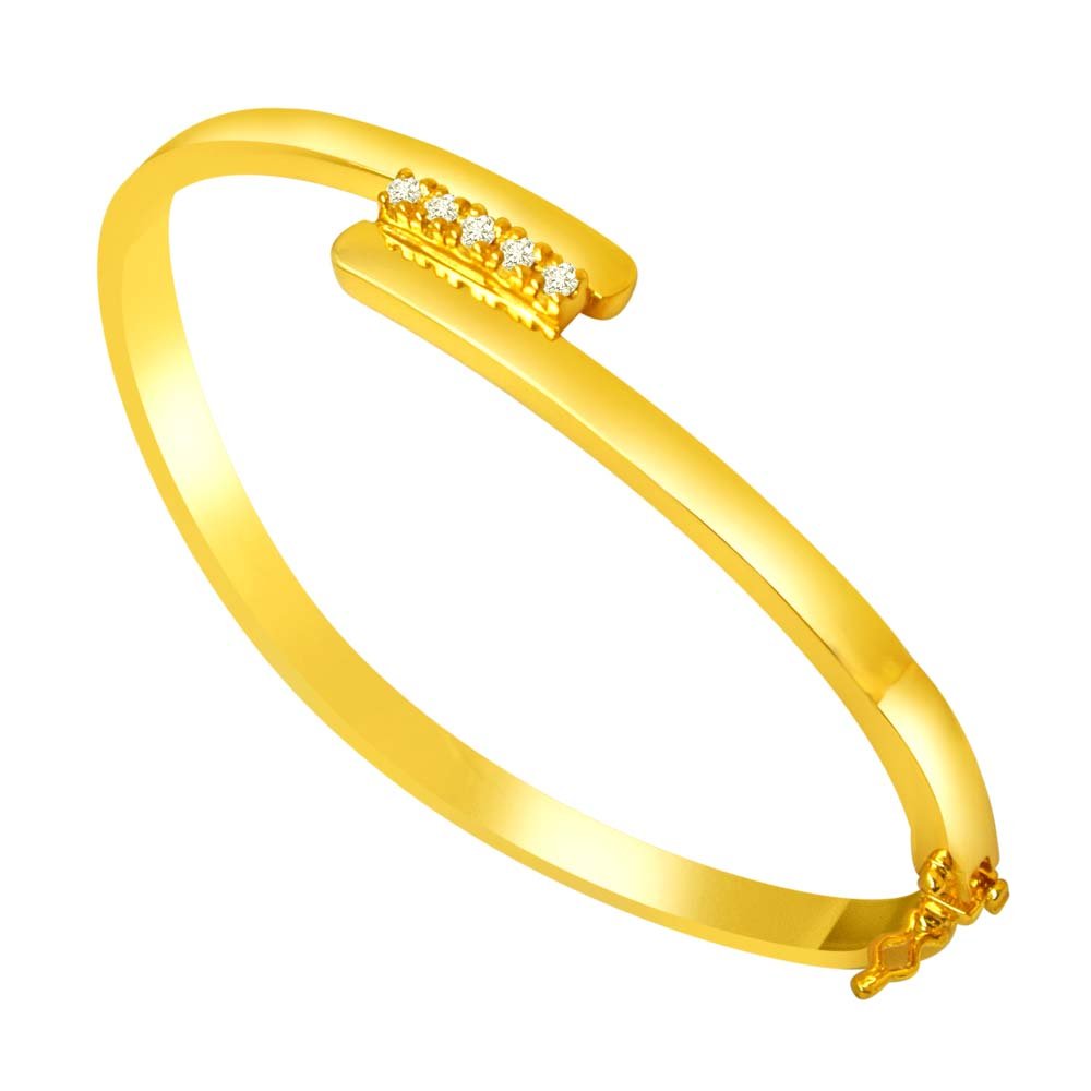 0.10 cts Real Diamond & Gold Plated 925 Sterling Silver Bracelet for Her (SLBR6)