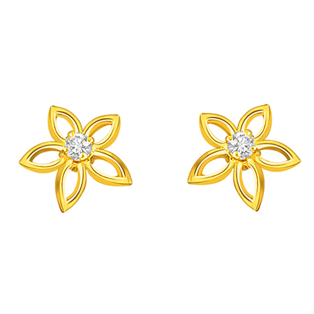 Golden Star 0.08 cts Solitaire Diamond Earring (ER163)