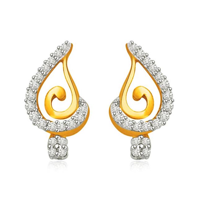 Star Bunch Stick 0.38cts Two Tone Gold & Diamond Earring for Lady Love (ER426)