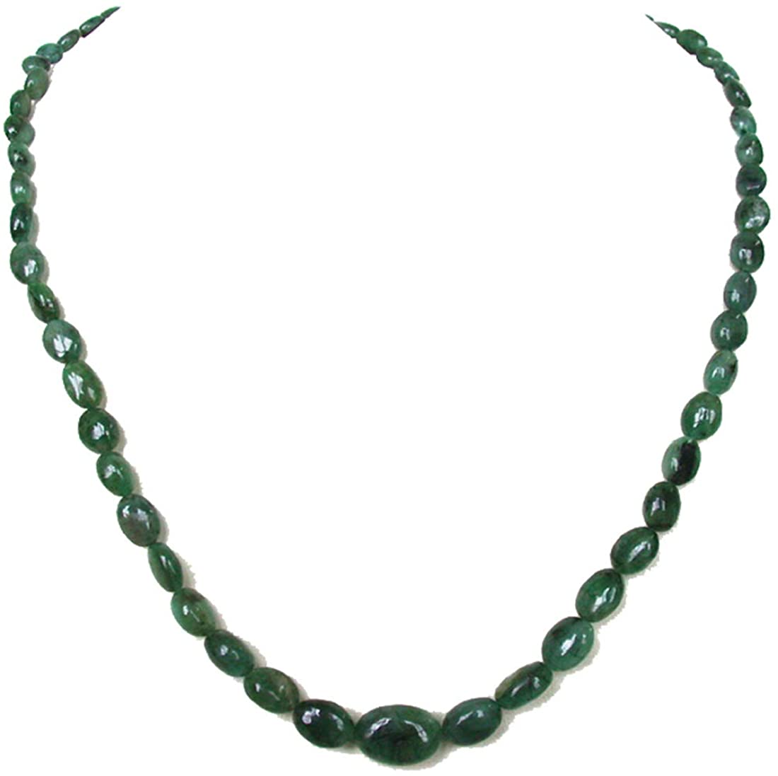 Single Line Real Green Oval Emerald Necklace for Women (SN243)