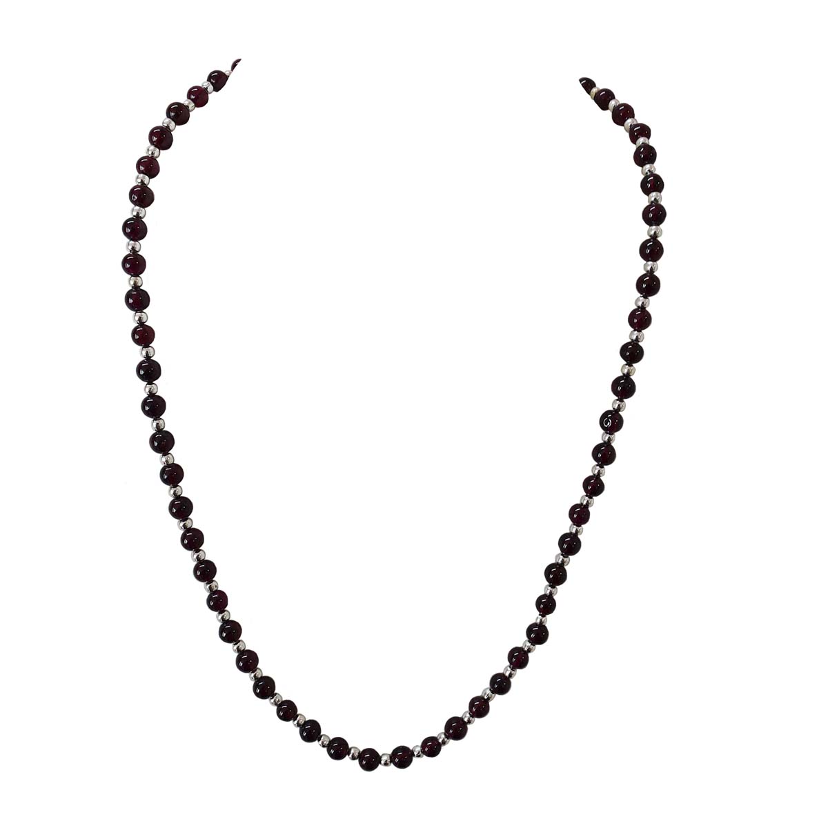 Single Line Black Onyx & Silver Plated Beads Necklace for Women (SN991)
