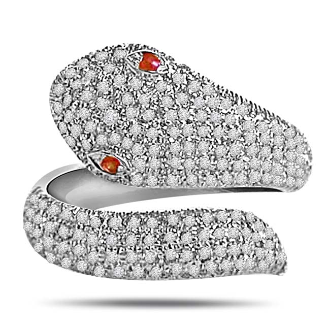 Diamond Joy - Real Diamond 18K Rhodium Plated Snake Ring (SDR16)