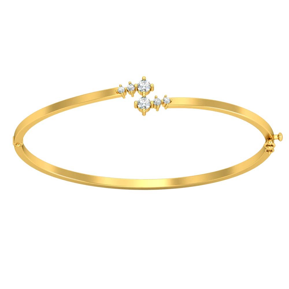Real Diamond & Yellow Gold Plated 925 Solid Sterling Silver Bracelet for Your Love (SLBR3)