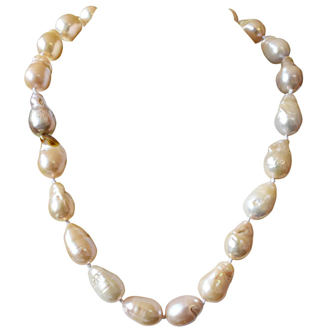 Single Line 418.93cts Peach Real Baroque Pearl Necklace for Women (SN835-418.93cts)