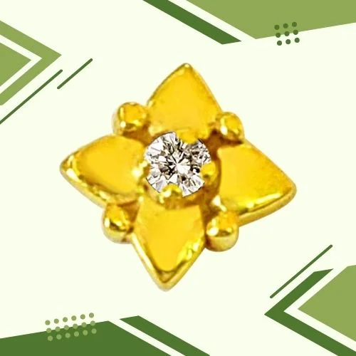Flower Shaped Real Diamond 18kt Yellow Gold Nosepin (NP6)
