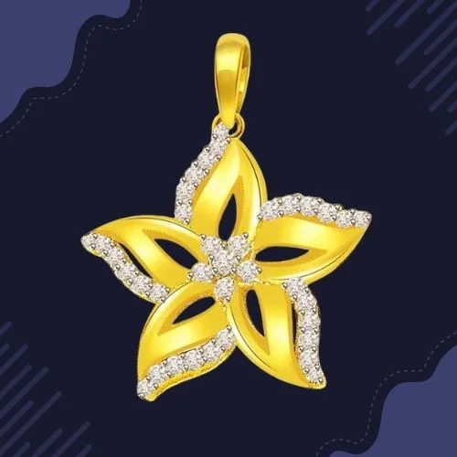0.30 cts StarFlower Diamond 18K Pendant