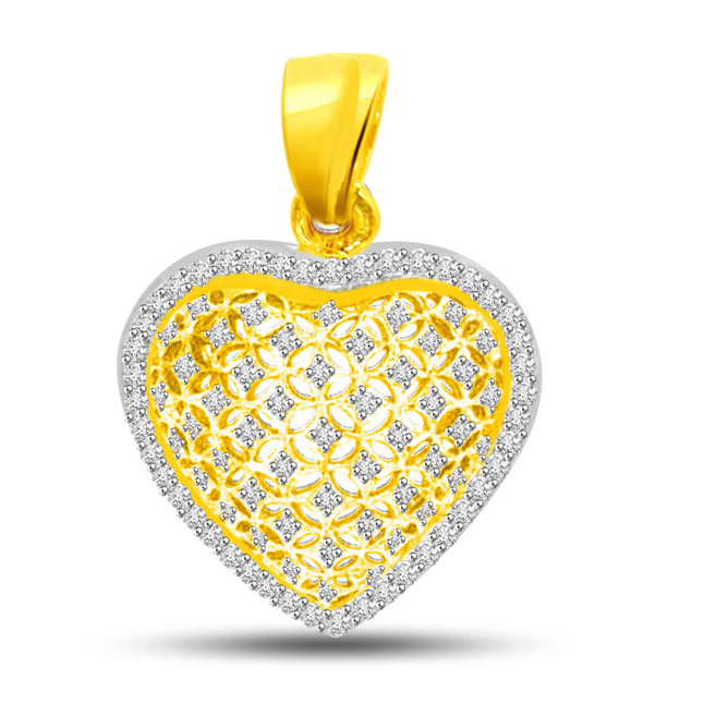 0.45cts Heart Shape Real Diamond 18kt Yellow Gold Pendant (P713)