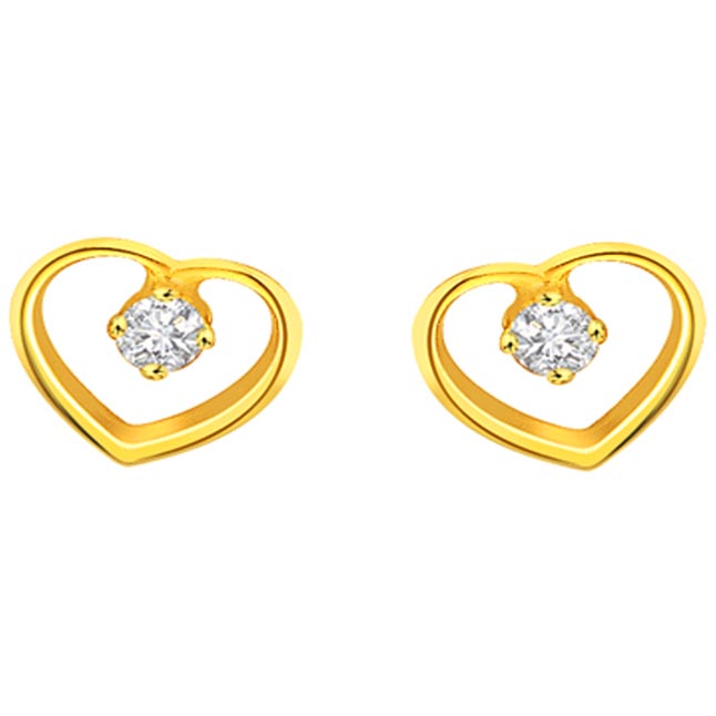 Heart Shape Round Diamond Stud Earrings (S269)