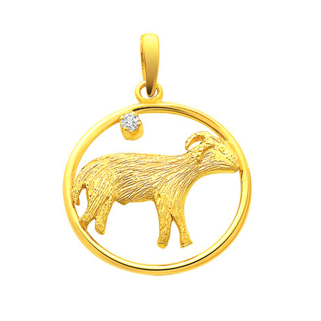 Astounding Aries - Zodiac Real Diamond & 18K Gold Pendant (S317)