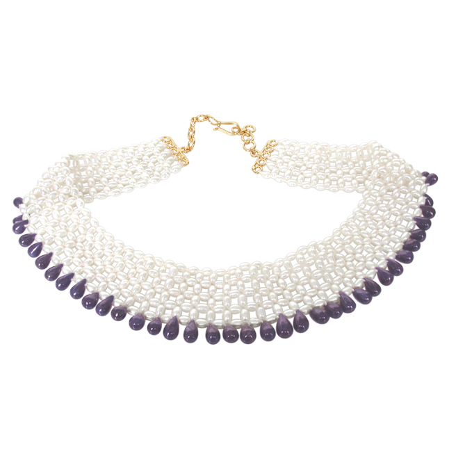 Twilight Temptation - Sapphire Pearl Necklace (SN232)