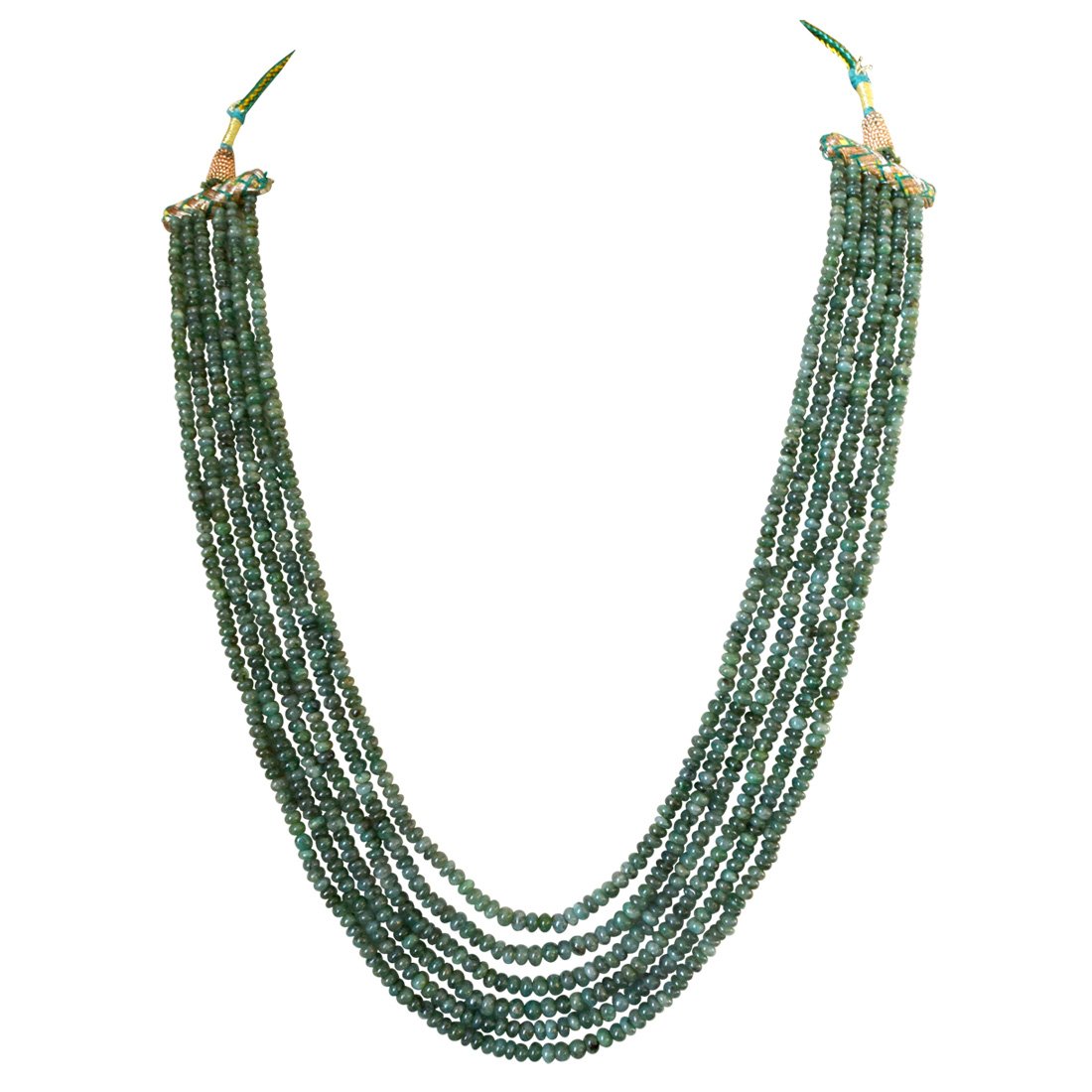 6 Line 265cts REAL Natural Green Emerald Beads Necklace for Women (265cts EMR Neck)