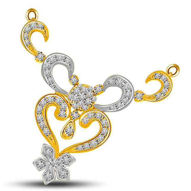 Rising Sun Two Tone Diamond & Gold Flower Pendant (DN188)