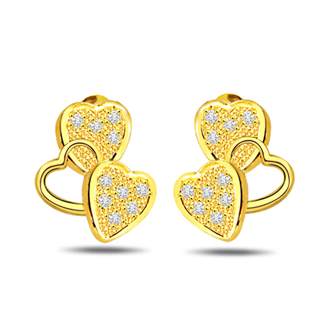 Heavenly Triseme 0.40 cts Heart Shape Diamond Earrings (ER140)