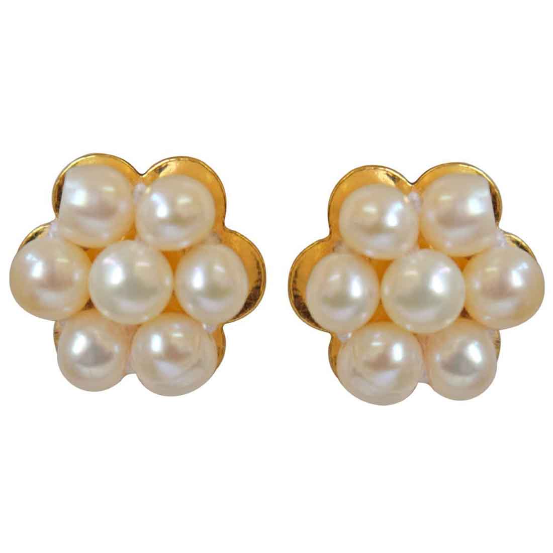 Traditional Real Freshwater Pearl & Gold Plated Kuda Jodi Earrings for Women (SP296)