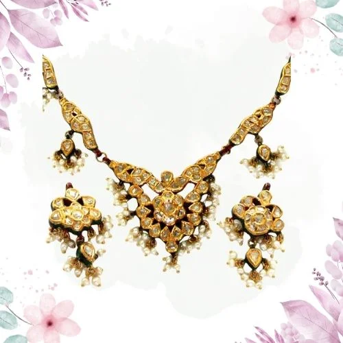 Peacock Design Meenakari Jadtar Diamond set (DN22)