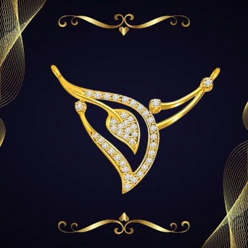 Two Leaves Design Gold & Diamond Pendant For Her (DN302)