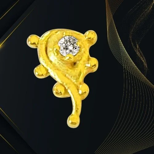 Drop Shaped Real Diamond 18kt Yellow Gold Nosepin (NP11)