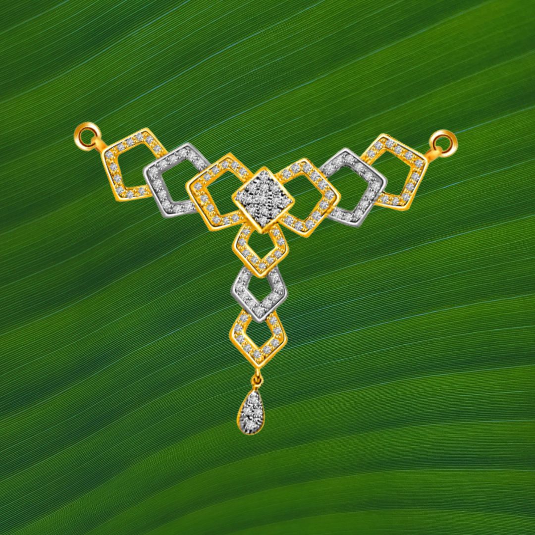 Magical White And Yellow Diamond & Gold Pendant (DN191)